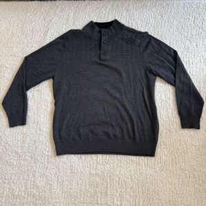 turnbury extra fine merino wool sweater Gray Button Mockneck Pullover XLT Tall